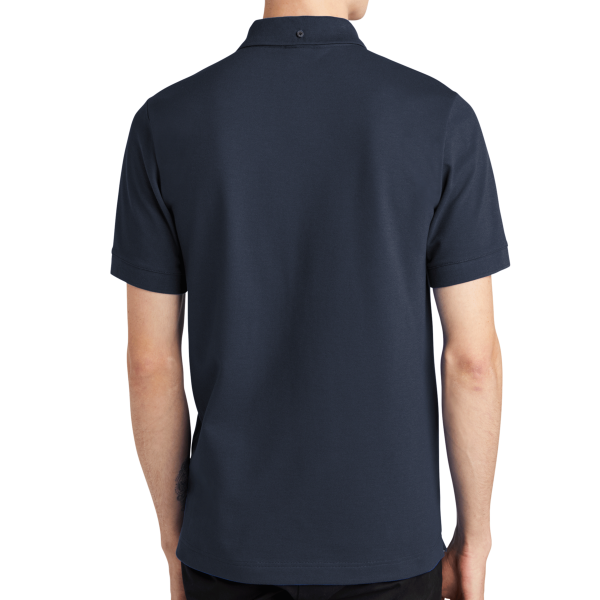 Mercer+Mettle Stretch Heavyweight Pique Polo, Night Navy, Back view