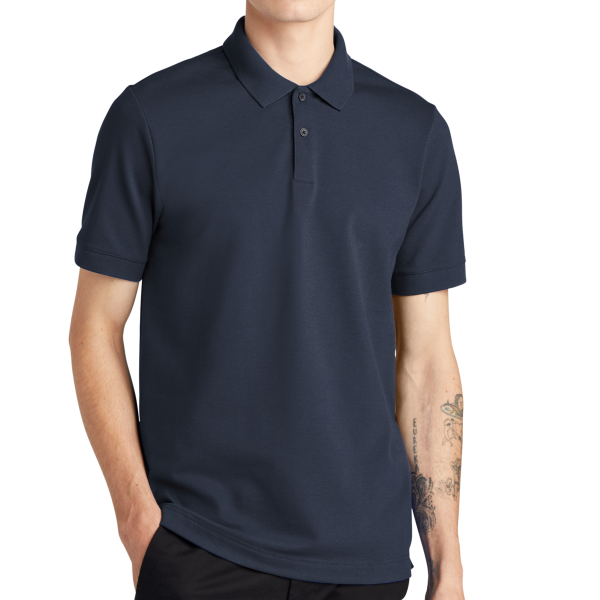 Mercer+Mettle Stretch Heavyweight Pique Polo, Night Navy, Front view