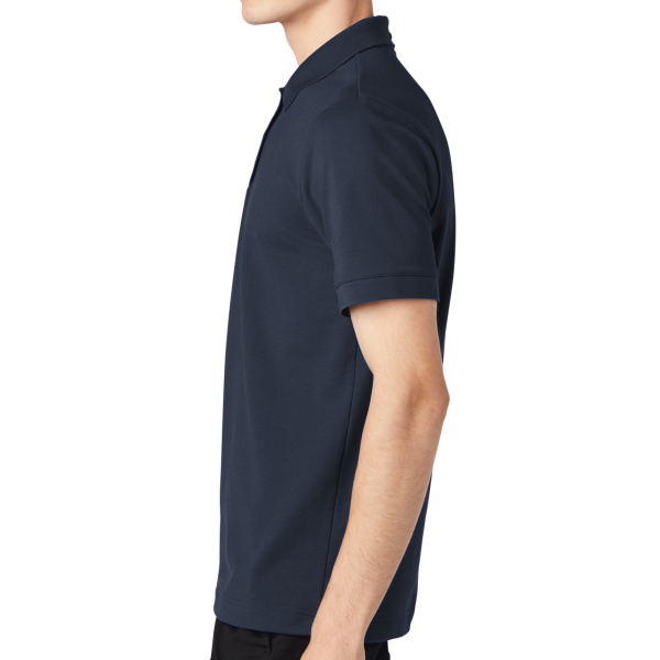 Mercer+Mettle Stretch Heavyweight Pique Polo, Night Navy, Left Sleeve view