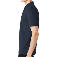 Mercer+Mettle Stretch Heavyweight Pique Polo, Night Navy, Left Sleeve view