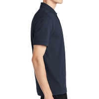 Mercer+Mettle Stretch Heavyweight Pique Polo, Night Navy, Right Sleeve view