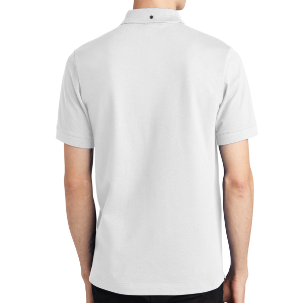 Mercer+Mettle Stretch Heavyweight Pique Polo, White, Back view