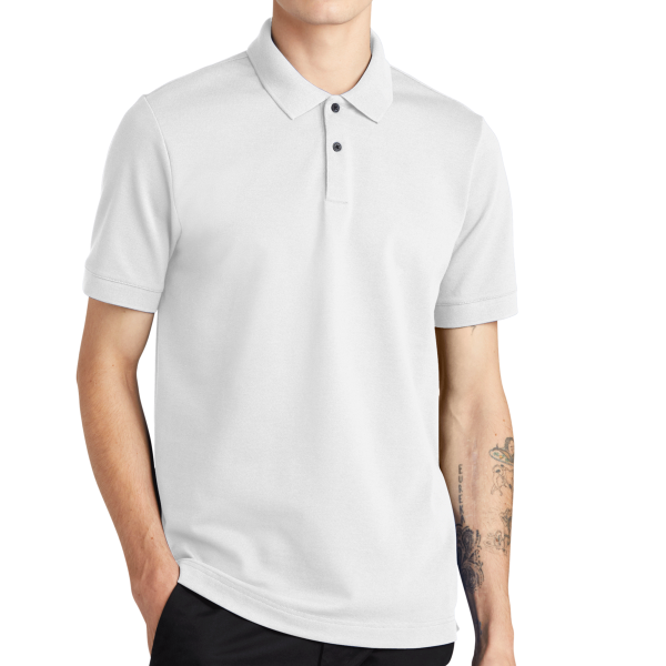 Mercer+Mettle Stretch Heavyweight Pique Polo, White, Front view