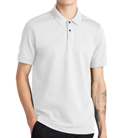 Mercer+Mettle Stretch Heavyweight Pique Polo, White, Front view