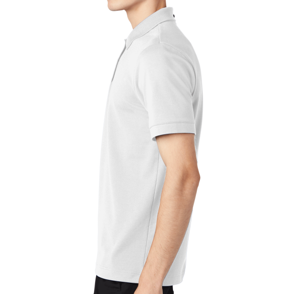 Mercer+Mettle Stretch Heavyweight Pique Polo, White, Left Sleeve view