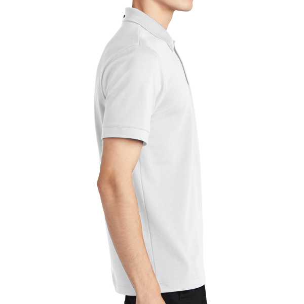 Mercer+Mettle Stretch Heavyweight Pique Polo, White, Right Sleeve view