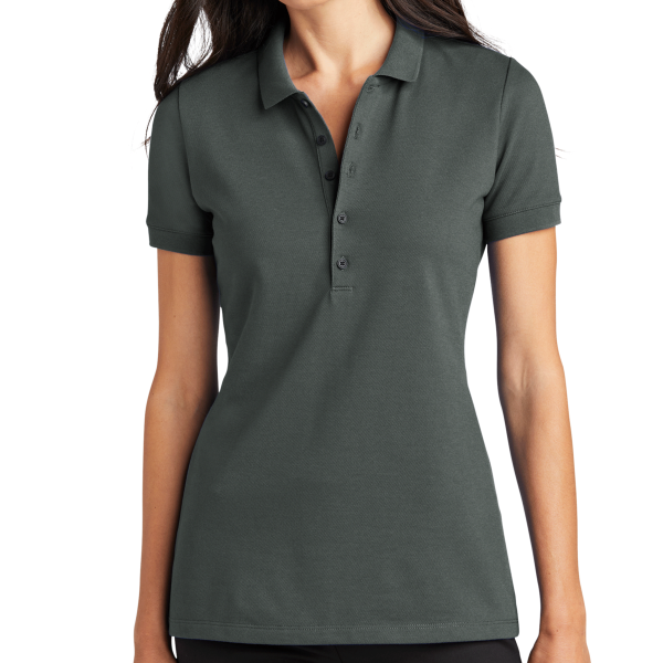 Mercer+Mettle Women's Stretch Heavyweight Pique Polo, Anchor Grey, Front view