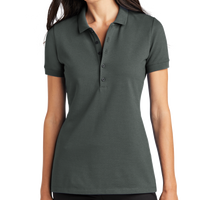 Mercer+Mettle Women's Stretch Heavyweight Pique Polo, Anchor Grey, Front view