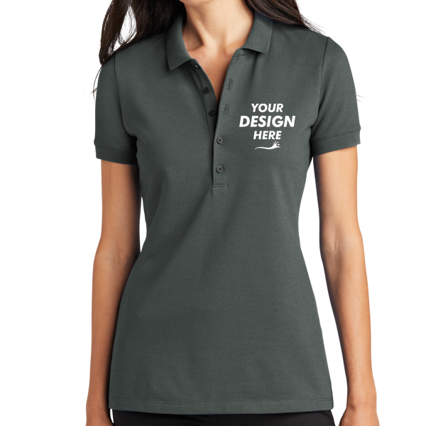 Mercer+Mettle Women's Stretch Heavyweight Pique Polo, Anchor Grey, Front view, Mockup
