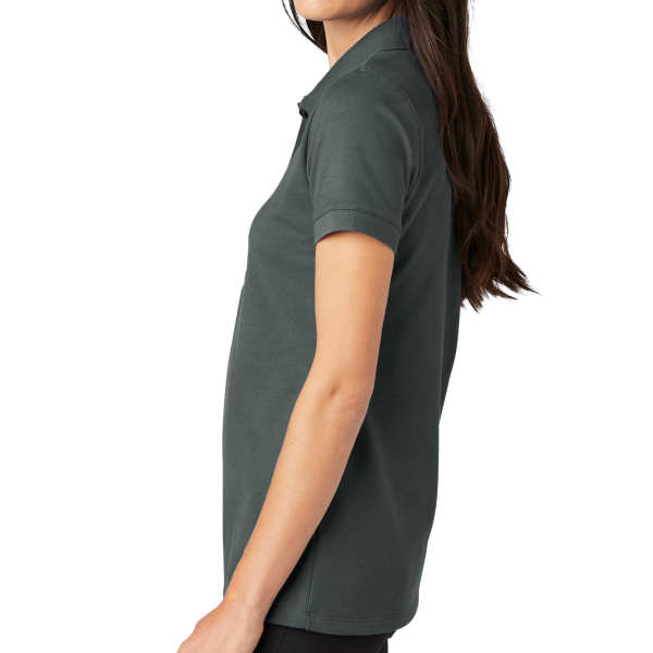 Mercer+Mettle Women's Stretch Heavyweight Pique Polo, Anchor Grey, Left Sleeve view