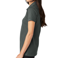 Mercer+Mettle Women's Stretch Heavyweight Pique Polo, Anchor Grey, Left Sleeve view