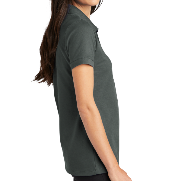 Mercer+Mettle Women's Stretch Heavyweight Pique Polo, Anchor Grey, Right Sleeve view