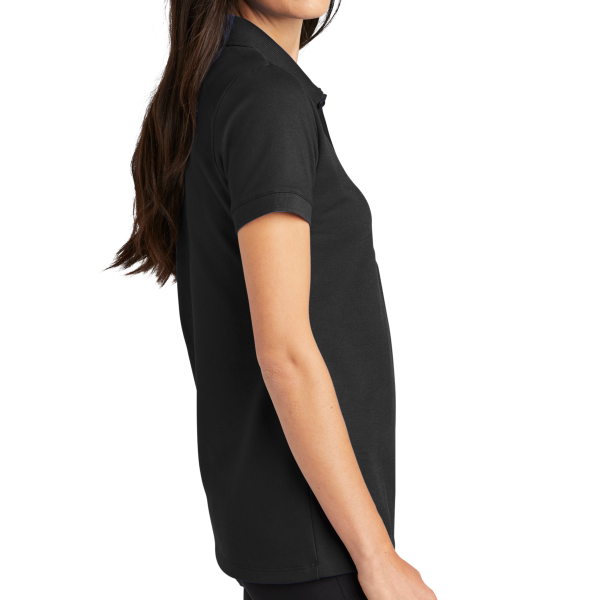 Mercer+Mettle Women's Stretch Heavyweight Pique Polo, Deep Black, Right Sleeve view