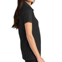Mercer+Mettle Women's Stretch Heavyweight Pique Polo, Deep Black, Right Sleeve view