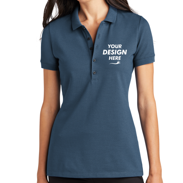 Mercer+Mettle Women's Stretch Heavyweight Pique Polo, Insignia Blue, Front view, Mockup
