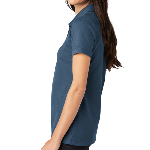 Mercer+Mettle Women's Stretch Heavyweight Pique Polo, Insignia Blue, Left Sleeve view