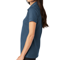 Mercer+Mettle Women's Stretch Heavyweight Pique Polo, Insignia Blue, Left Sleeve view