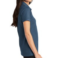 Mercer+Mettle Women's Stretch Heavyweight Pique Polo, Insignia Blue, Right Sleeve view