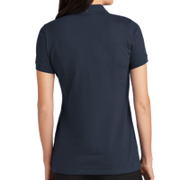 Mercer+Mettle Women's Stretch Heavyweight Pique Polo, Night Navy, Back view