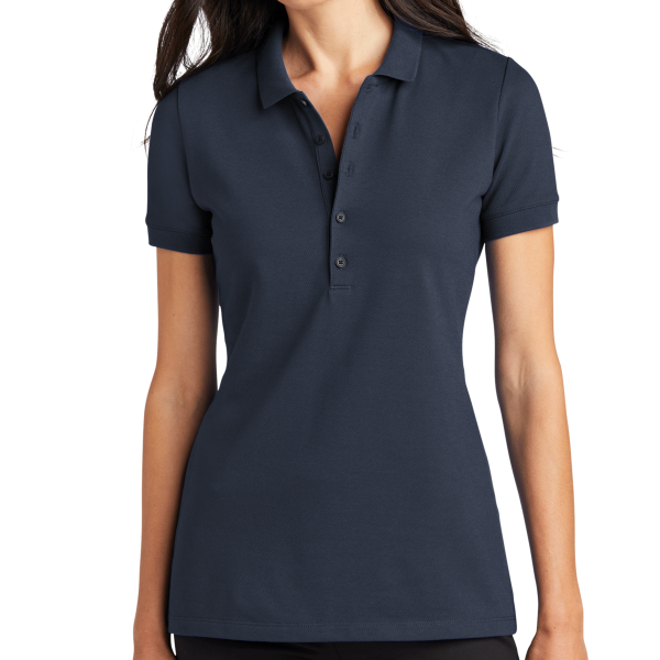 Mercer+Mettle Women's Stretch Heavyweight Pique Polo, Night Navy, Front view