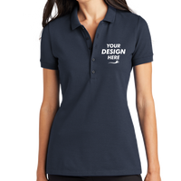 Mercer+Mettle Women's Stretch Heavyweight Pique Polo, Night Navy, Front view, Mockup