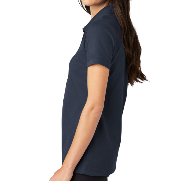 Mercer+Mettle Women's Stretch Heavyweight Pique Polo, Night Navy, Left Sleeve view