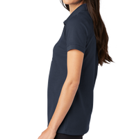 Mercer+Mettle Women's Stretch Heavyweight Pique Polo, Night Navy, Left Sleeve view