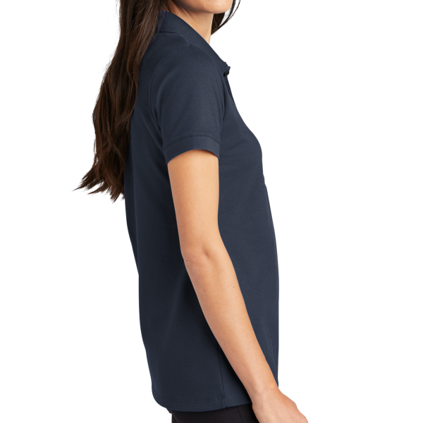 Mercer+Mettle Women's Stretch Heavyweight Pique Polo, Night Navy, Right Sleeve view