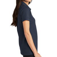 Mercer+Mettle Women's Stretch Heavyweight Pique Polo, Night Navy, Right Sleeve view