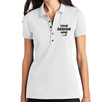 Mercer+Mettle Women's Stretch Heavyweight Pique Polo, White, Front view, Mockup