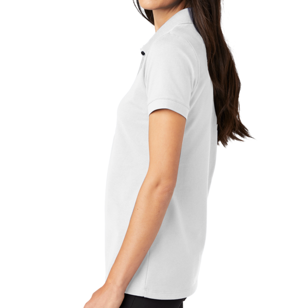 Mercer+Mettle Women's Stretch Heavyweight Pique Polo, White, Left Sleeve view