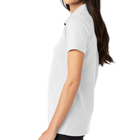 Mercer+Mettle Women's Stretch Heavyweight Pique Polo, White, Left Sleeve view