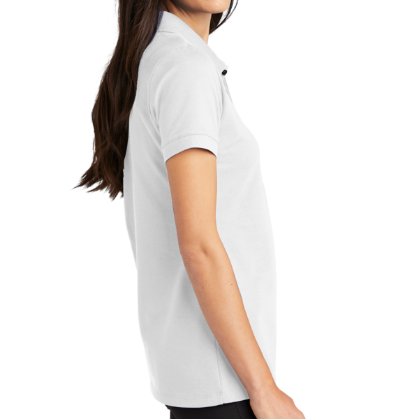 Mercer+Mettle Women's Stretch Heavyweight Pique Polo, White, Right Sleeve view