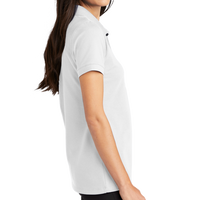 Mercer+Mettle Women's Stretch Heavyweight Pique Polo, White, Right Sleeve view