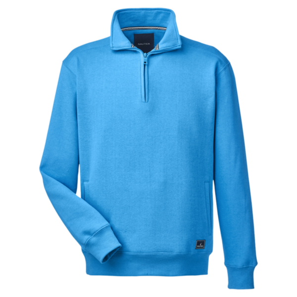 Nautica Men's Anchor Fleece Quarter-Zip Pullover, Azure Blue, Front view
