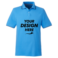 Nautica Men's Deck Polo, Azure Blue, Front view, Mockup