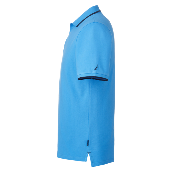 Nautica Men's Deck Polo, Azure Blue, Left Sleeve view