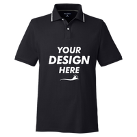 Nautica Men's Deck Polo, Black, Front view, Mockup