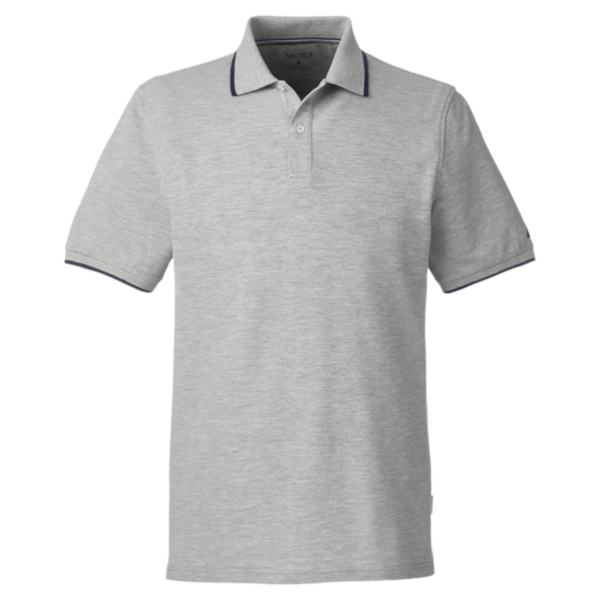 Nautica Men's Deck Polo, Oxford Heather, Front view