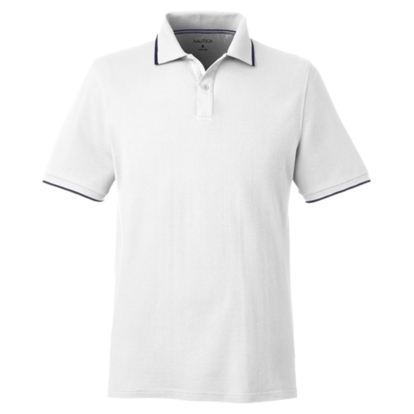 Nautica Men's Deck Polo, White, Front view