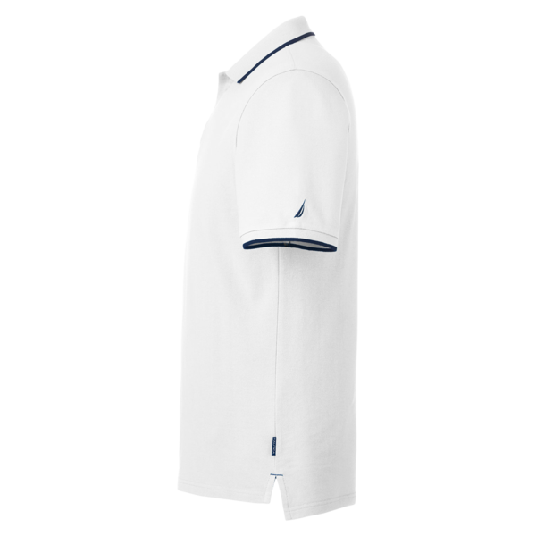 Nautica Men's Deck Polo, White, Left Sleeve view