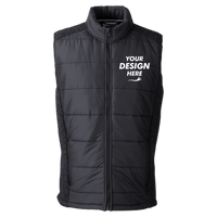 Nautica Men's Harbor Puffer Vest, Black / Black Heather, Front view, Mockup