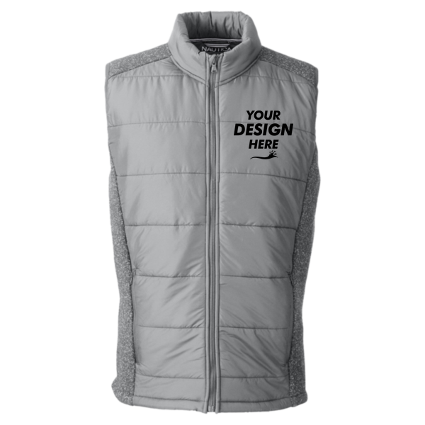 Nautica Men's Harbor Puffer Vest, Graphite / Graphite Heather, Front view, Mockup