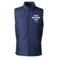 Nautica Men's Harbor Puffer Vest, Navy / Navy Heather, Front view, Mockup