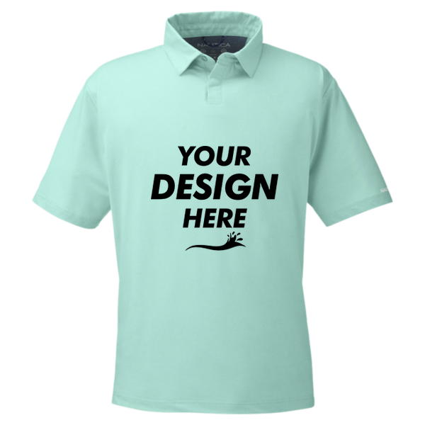 Nautica Men's Saltwater Polo, Cool Mint, Front view, Mockup