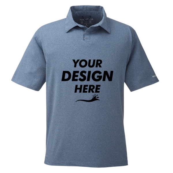 Nautica Men's Saltwater Polo, Faded Navy, Front view, Mockup