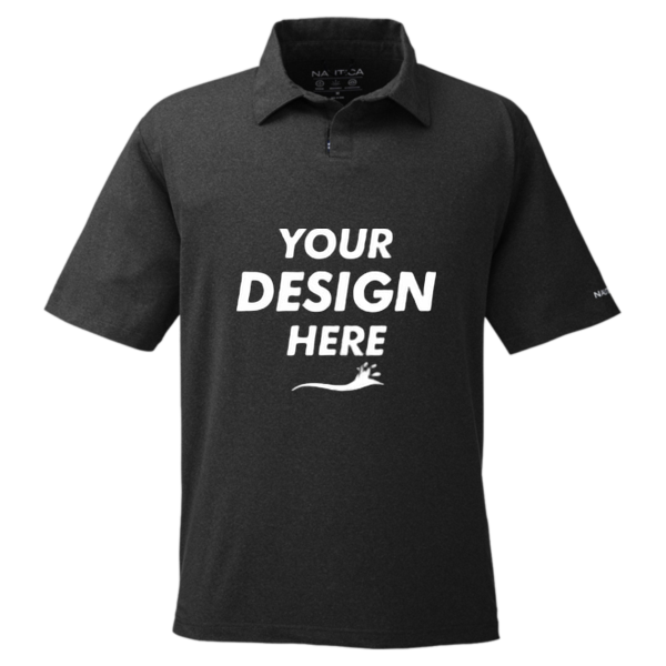 Nautica Men's Saltwater Polo, Onyx, Front view, Mockup