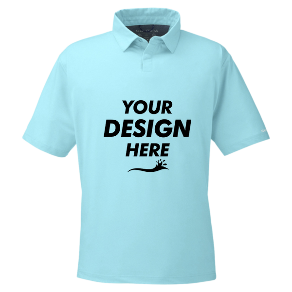 Nautica Men's Saltwater Polo, Sea Mist, Front view, Mockup