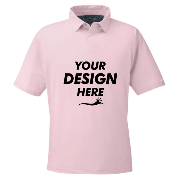 Nautica Men's Saltwater Polo, Sunset Pink, Front view, Mockup