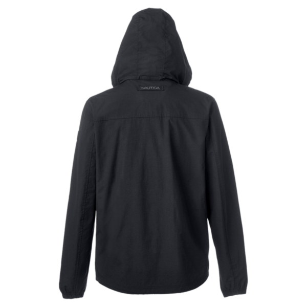 Nautica Men's Voyage Hooded Rain Jacket, Black, Back view